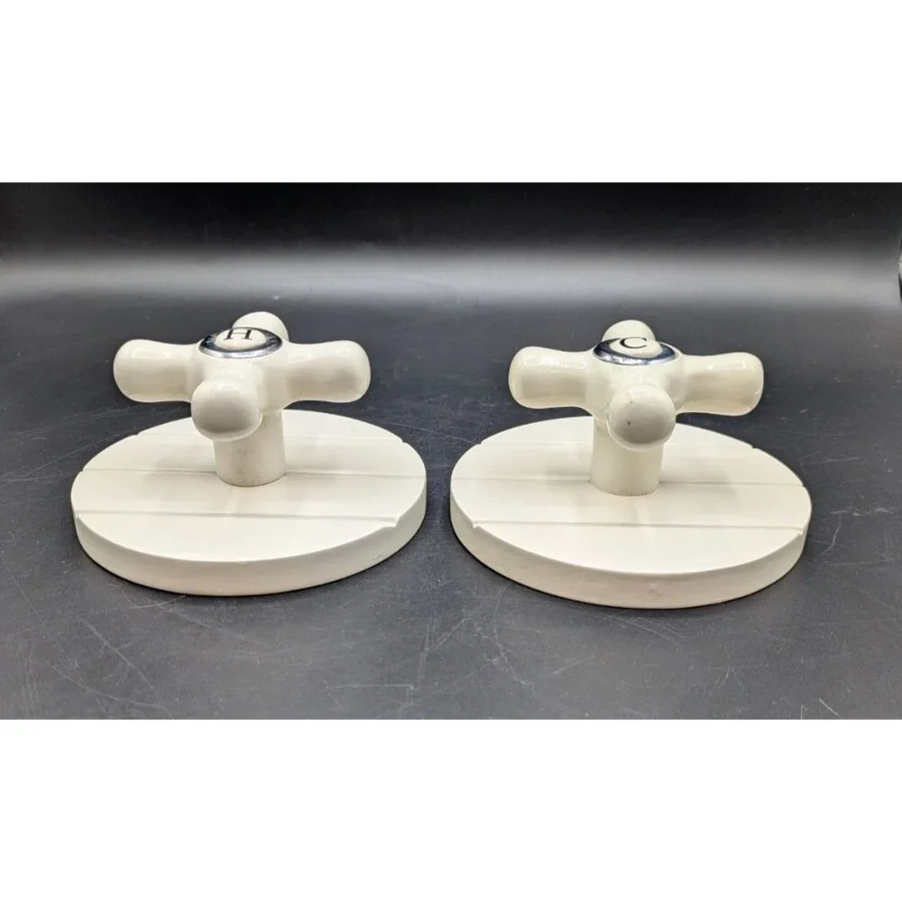 Pair Vintage Style Hot And Cold Faucet Handle Towel Hooks Wall Mount Bathroom